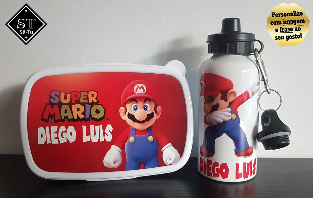 Fiambreira + Garrafa Super Mário C/ Nome 2